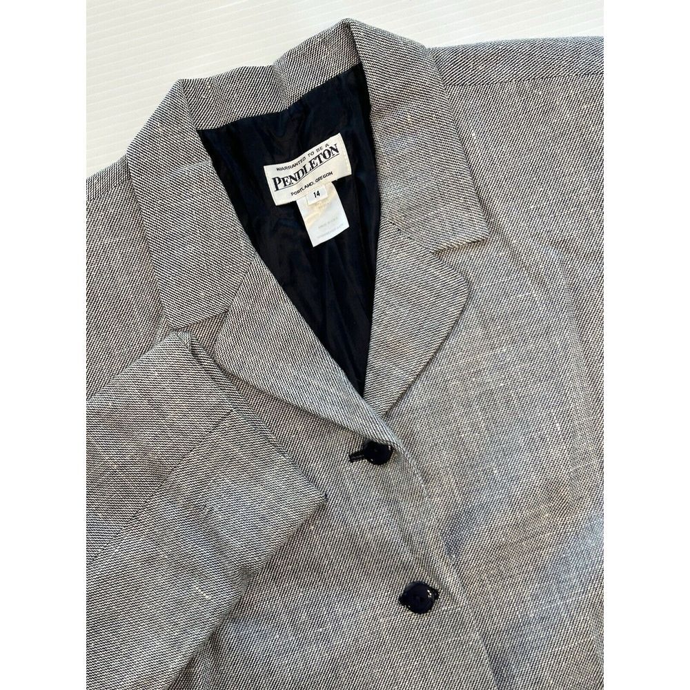 Pendleton Blazer / Jacketโ Nave & White Rayon Wool Silk Blend Womens 14 Lined